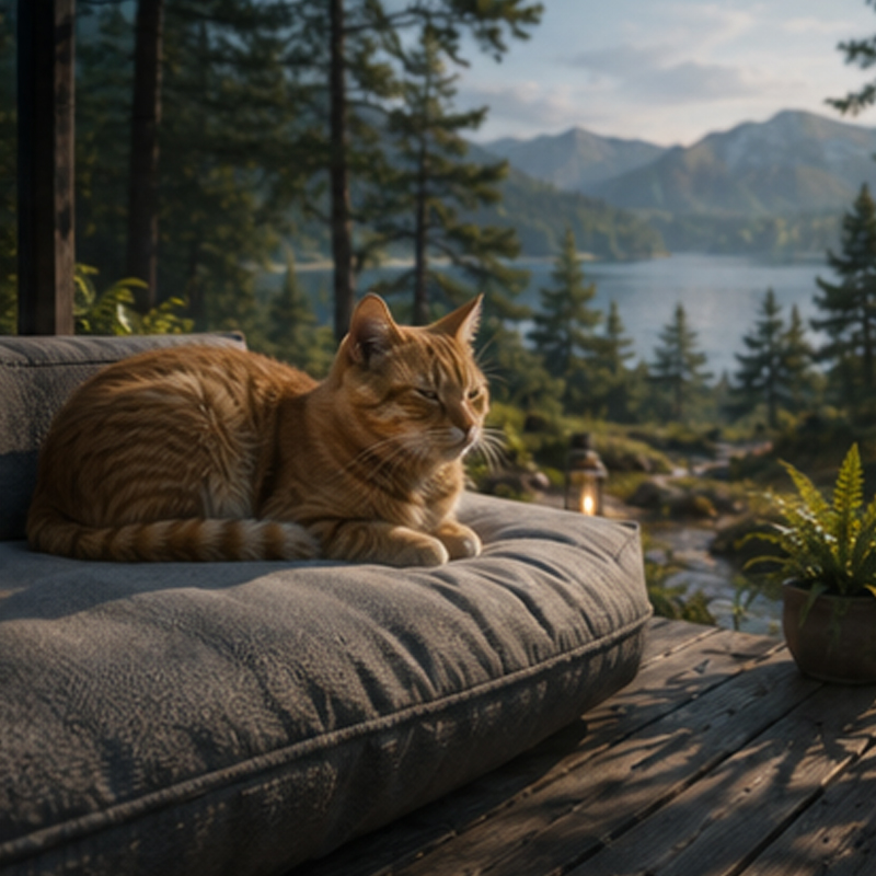 Companion — Add gentle animal presence, including familiar companions like a cat.